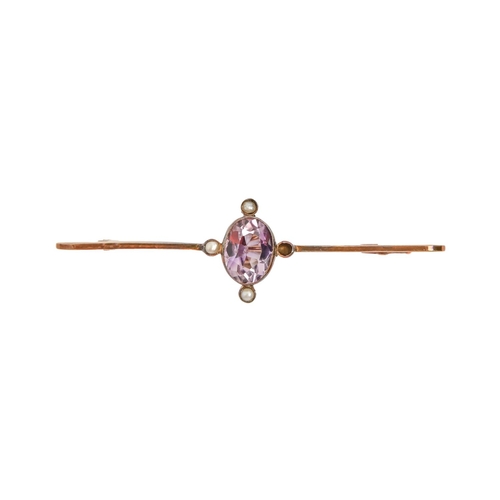 An amethyst and seed pearl bar