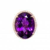 AN AMETHYST, DIAMOND AND FOURT