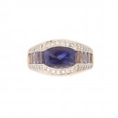 AN AMETHYST, DIAMOND AND FOURT