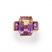 AN AMETRINE, AMETHYST AND FOUR