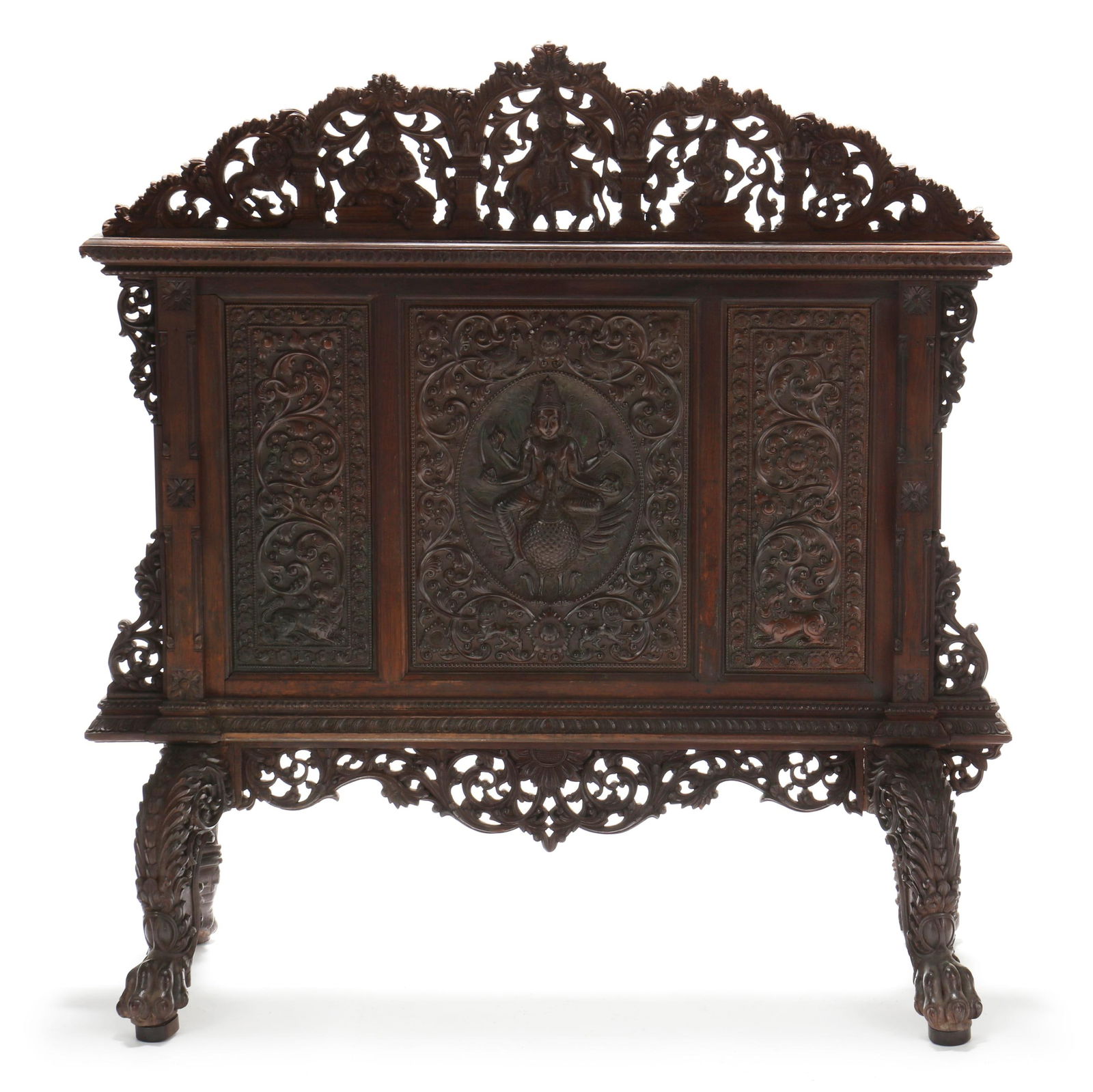 AN ANGLO-INDIAN CARVED WOOD AND