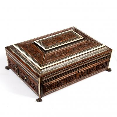 An Anglo-Indian sadeli work box, of