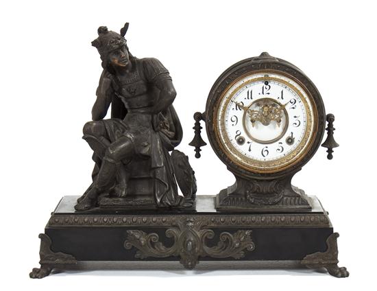 An Ansonia Cast Metal and Slate