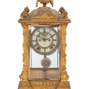 An Ansonia Gilt Bronze Mantel Clock