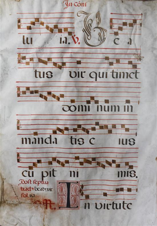 An Antiphonal Leaf on Vellum set in