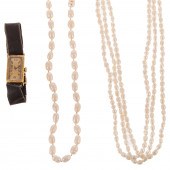 AN ANTIQUE 14K WATCH & FRESHWA
