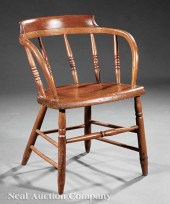 An Antique American Oak Low-Ba
