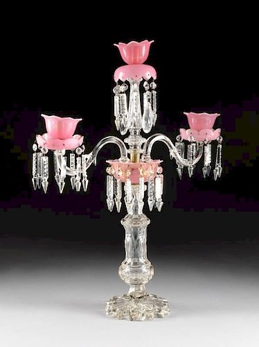 AN ANTIQUE BACCARAT CUT PINK AND