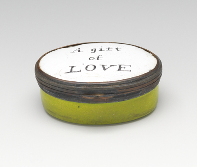 An Antique Bilston Patch Box Oval