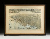 AN ANTIQUE BIRD'S EYE VIEW MAP