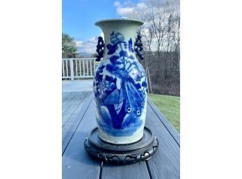 An antique blue and white