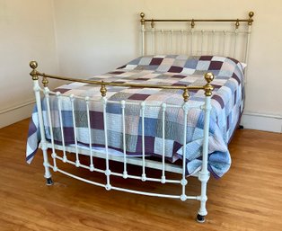 An antique brass and white