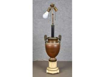 An antique bronze and alabaster
