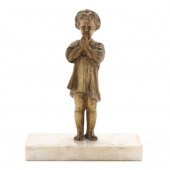 AN ANTIQUE BRONZE SCULPTURE OF