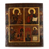 AN ANTIQUE BYZANTINE ICON WITH