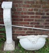 AN ANTIQUE CARVED MARBLE BASIN