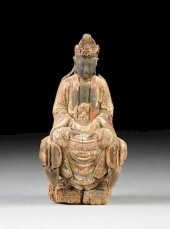 AN ANTIQUE CHINESE POLYCHROME