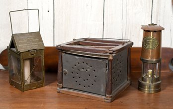 An antique copper and brass lantern