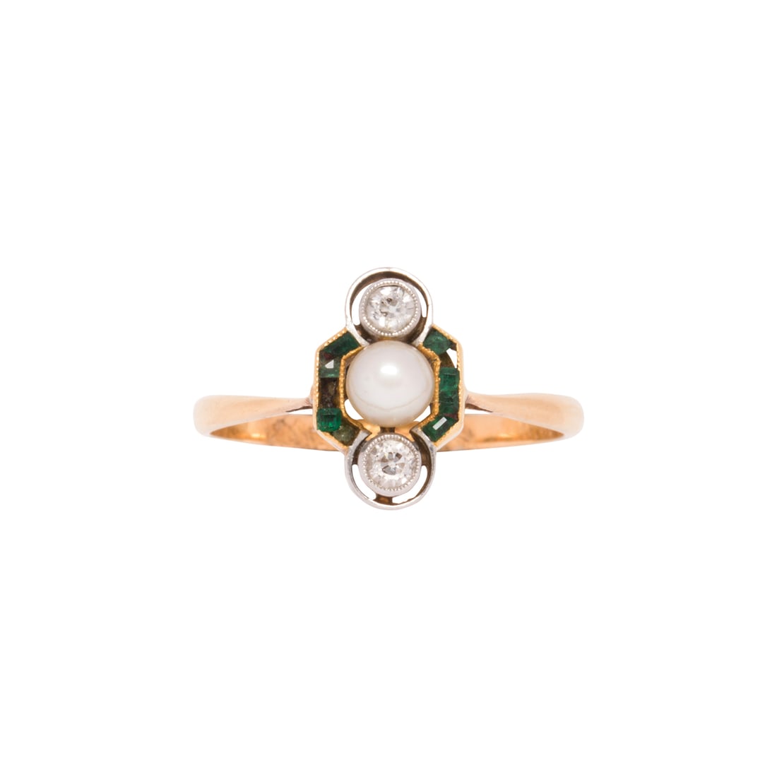 AN ANTIQUE CULTURED PEARL, DIAMOND,