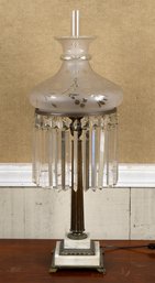 An antique electrified astral lamp,