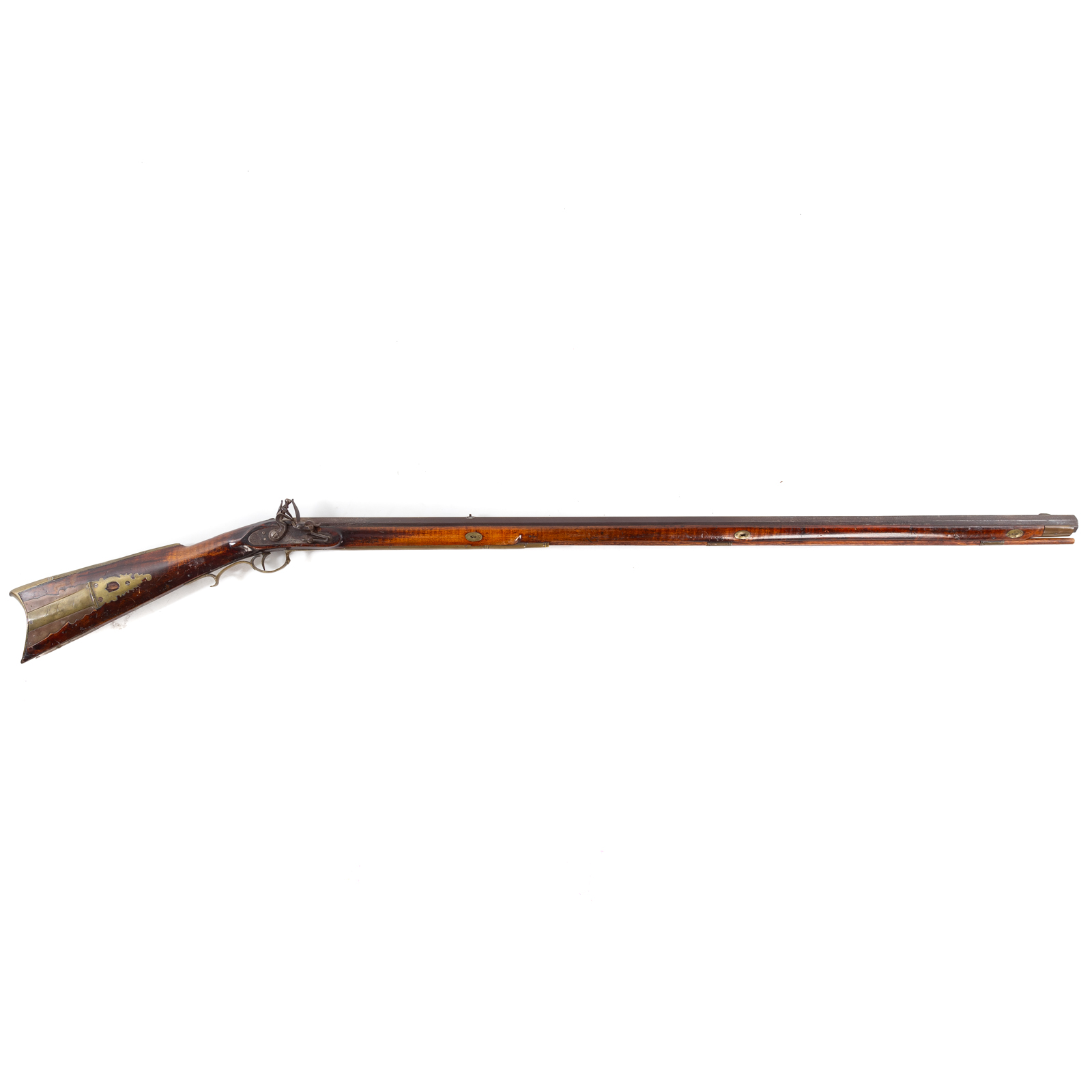 AN ANTIQUE FLINTLOCK LONG GUN