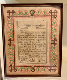 An antique framed letter to Captain