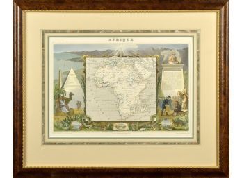 An antique framed map.  Map:
