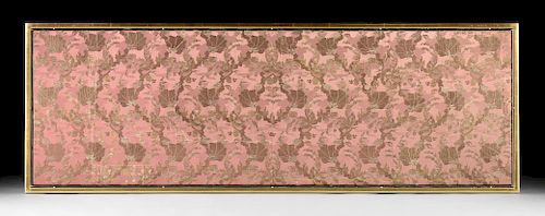 AN ANTIQUE FRENCH MAUVE SILK GROUND