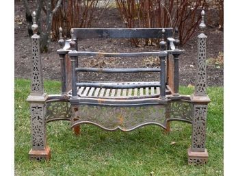 An antique French steel fire