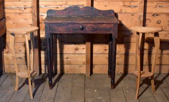An antique grain painted dressing