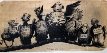 An antique ink sketch, political