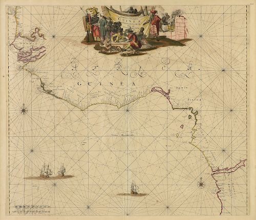 AN ANTIQUE IVORY COAST MAP,