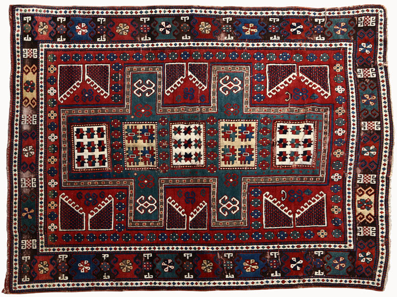 An antique Karachoph Kazak carpet