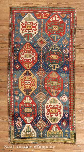 An Antique Kazak Rug blue green red