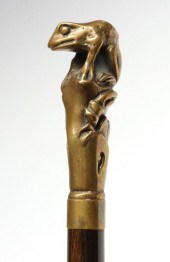 AN ANTIQUE MALACCA WOOD CANE W
