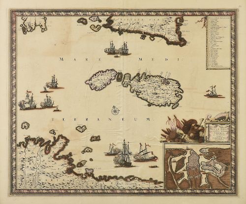 AN ANTIQUE MALTA MAP, "INSULA MALTA