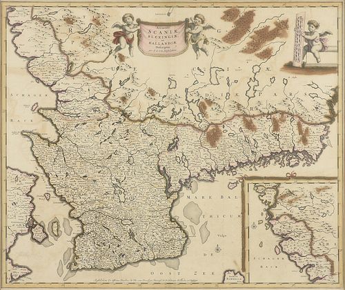 AN ANTIQUE MAP, "ACCURATA SCANIæ,