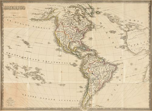AN ANTIQUE MAP, "AMERICA," MILAN,