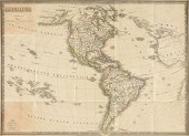 AN ANTIQUE MAP, "AMERICA," MIL