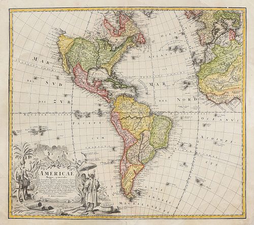 AN ANTIQUE MAP, "AMERICæ MAPPA