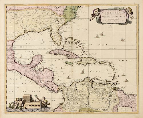 AN ANTIQUE MAP, "INSULæ AMERICANæ