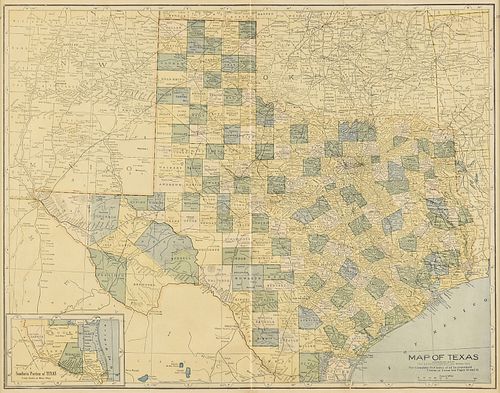 AN ANTIQUE MAP, "MAP OF TEXAS," DES