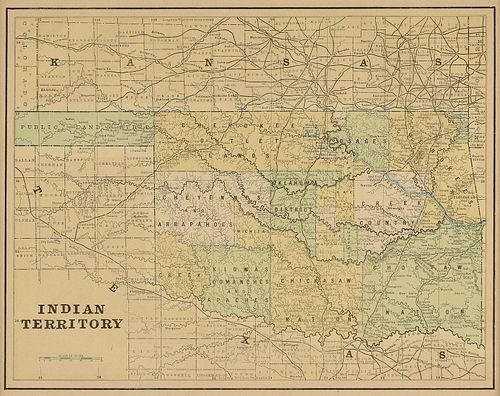 AN ANTIQUE MAP OF OKLAHOMA, "INDIAN
