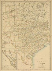 AN ANTIQUE MAP, "TEXAS AND IND
