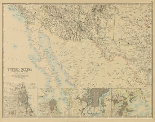 AN ANTIQUE MAP, "UNITED STATES OF