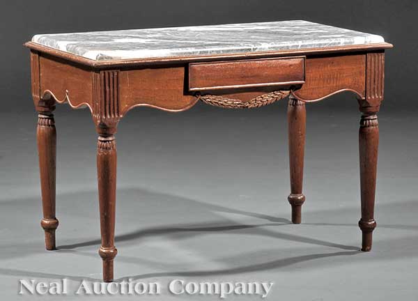 An Antique Marble and Walnut Low