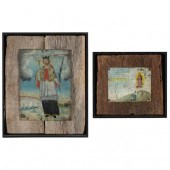 AN ANTIQUE MEXICAN RETABLO AND