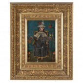 AN ANTIQUE MEXICAN RETABLO DEP