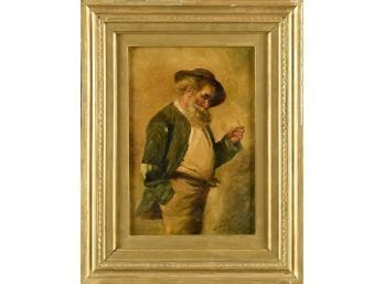 An antique oil on canvas, man