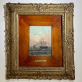 An antique oil on wood board p